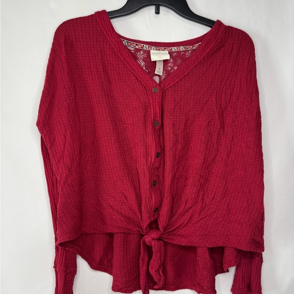 Women's Red Button-Up Lightweight Cartigan - Picture 1 of 7